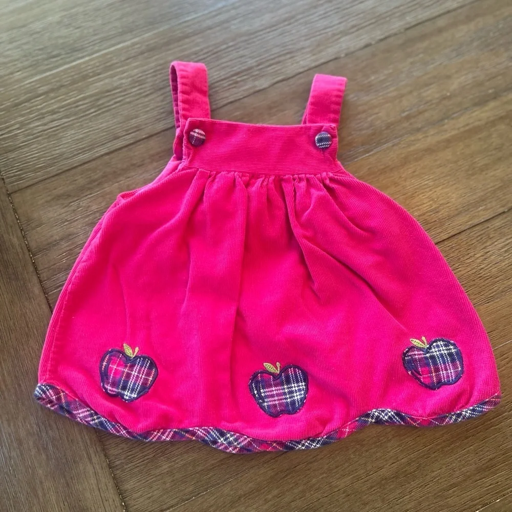Baby Pink Corduroy Apple Pinafore Dress 12 Months Fall Y2K
